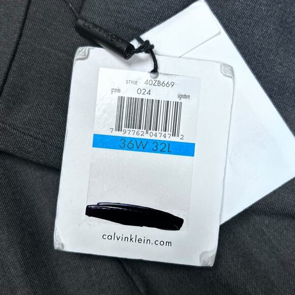 NWT Calvin Klein Straight Fit Suit Dress Pants Charcoal Grey 36x32 36W 34W 32L - Picture 5 of 6